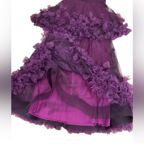 NWT Marchesa Notte Tiered 3D Floral Tulle Purple Aubergine  Gown Size 14 - Picture 4 of 16